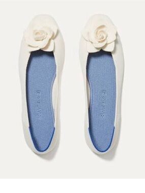 Rothy's Cream Petal Ballet Flats with Blue Insole
